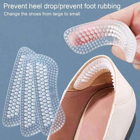 1 Pair Silicone Heel Sticker Inserts Anti-Slip Heel Grips Cushions Pads Foot Care Protector for Shoes Boots Flats