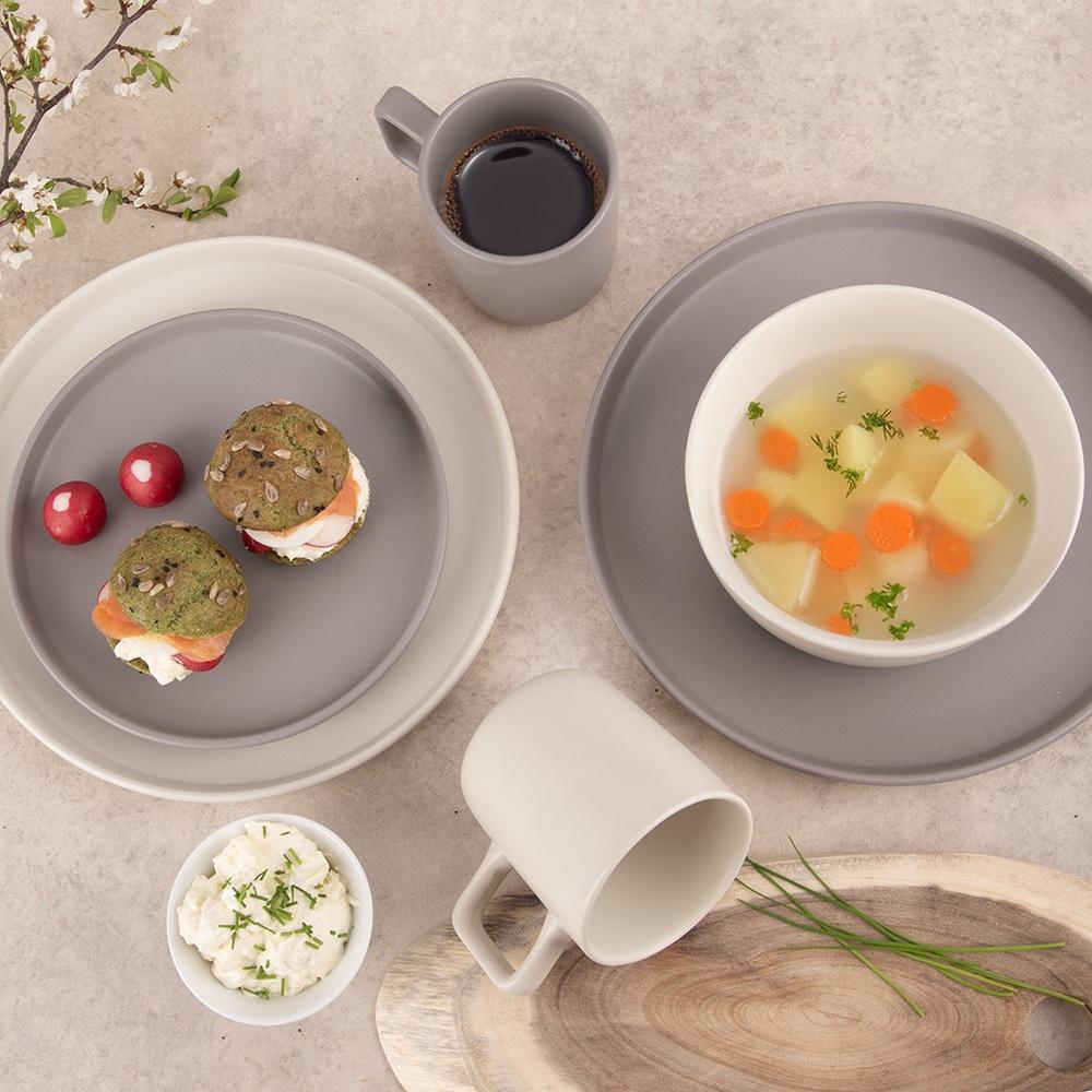 Kubek Ceramiczny do Kawy Herbaty Napojów Ciepłych Zimnych Szary 380 ml