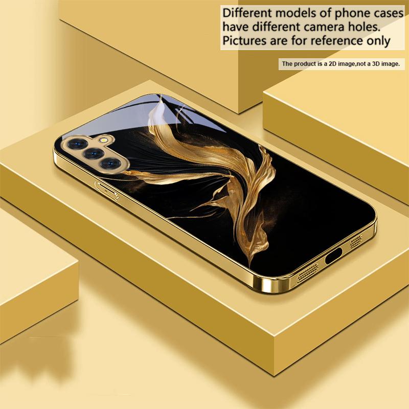 Плавающая золотая лента Для Samsung Galaxy S20 FE S21 S22 S23 Plus S24 Ultra 25Ultra S21+ S9+ S22Plus Золотой стеклянный чехол для телефона