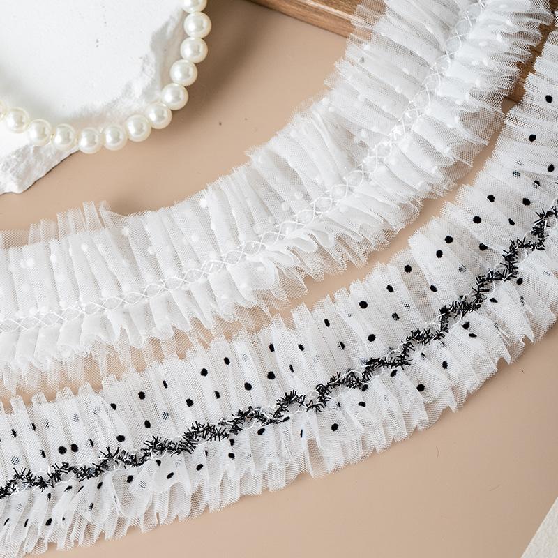 3 метра/партия, 5 см в ширину, 4 слоя, черно-белая плиссированная сетка, кружево, одежда, воротник, манжеты, пояс, декоративные аксессуары