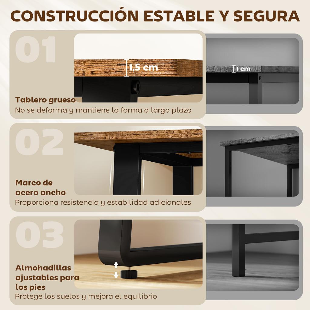 Industrial Computer Desk, Steel Legs, 120 x 60 x 76 cm, Rustic Brown