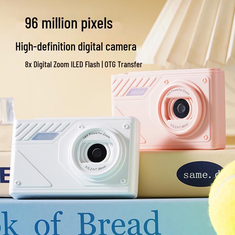 96MP HD Retro Digital Camera with Dual Selfie Lens, 8x Zoom & LED Flash for Student Parties