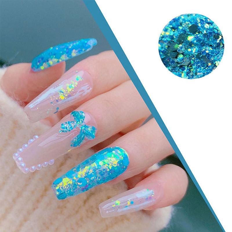 12 цветов/набор смешанных 3D ультратонких блестящих блесток для ногтей DIY хромированная пудра блестящая круглая толстая часть ослепительное украшение для маникюра