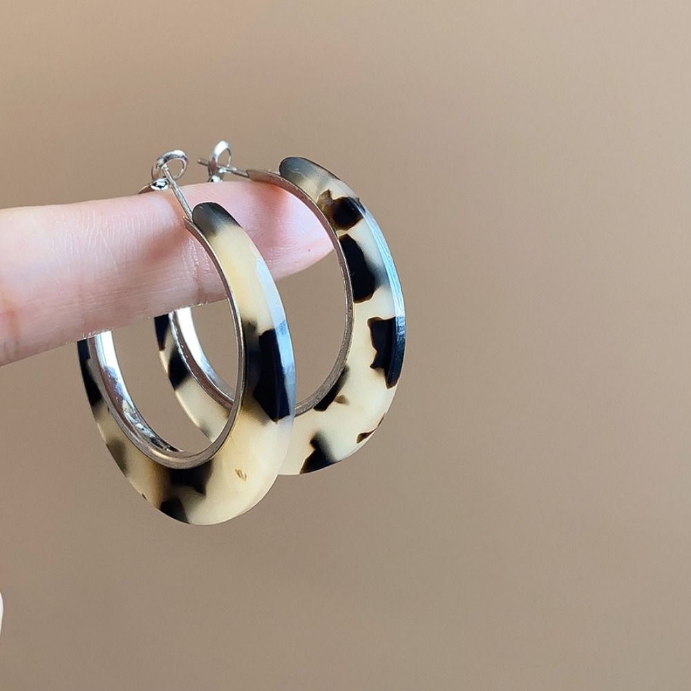 Vintage Leopard Print Earrings Trendy C-shaped Earring Set Simple Geometric Earrings Set Women