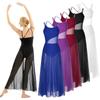 Lyrical Dance Dress Asymmetrical Mesh Maxi Dress Ballet Leotard Ballroom Dancewear for Women
