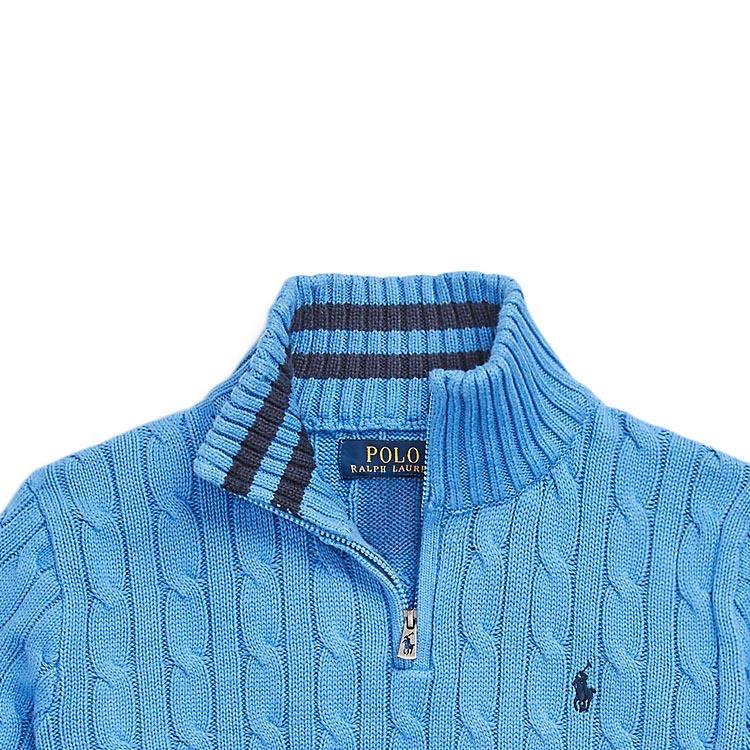 Polo Ralph Lauren Kids SS24 Pattern Вышитый однотонный свитер с длинными рукавами на молнии Детский свитер Синий CWPOSWEY6820477-400