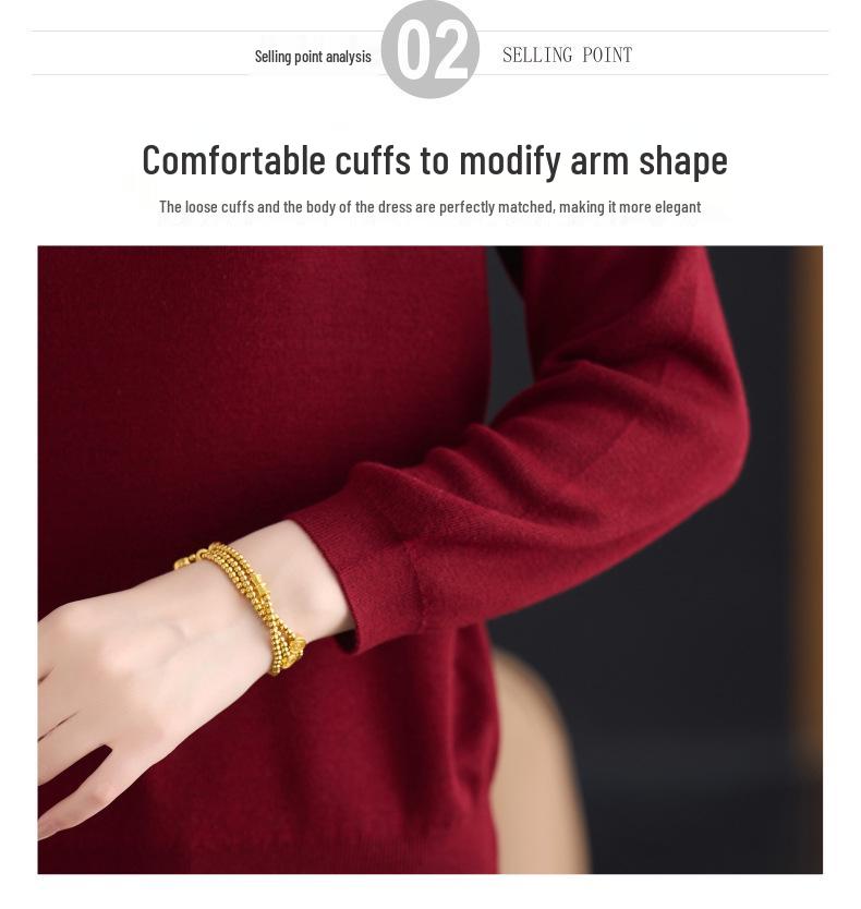 Благородные свитера больших размеров на весну и осень для женщин среднего и пожилого возраста - Новинка 2025 года, приталенная базовая рубашка, скрывающая живот