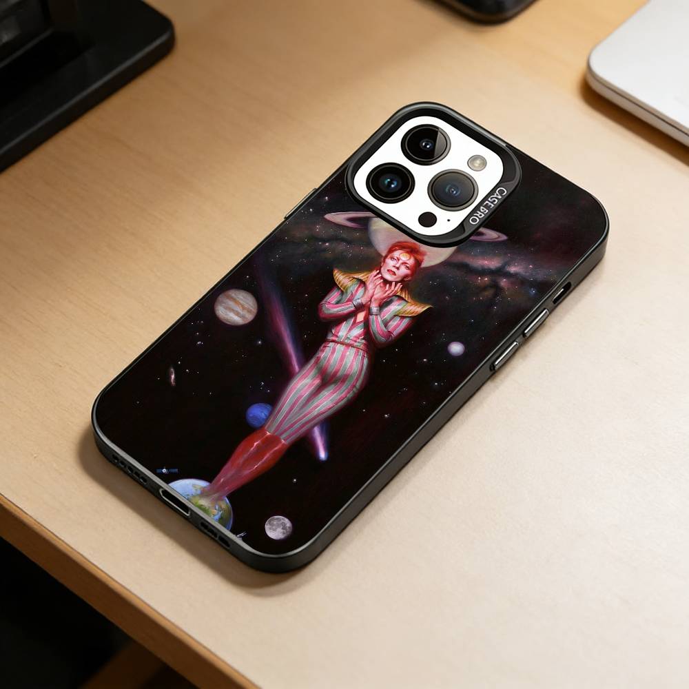 D-David-Singer B-Bowies Phone Case For iPhone 17,16,15,14,13,12,11 Plus,Pro Max,XS,Colored Silver Plated Inside Cover