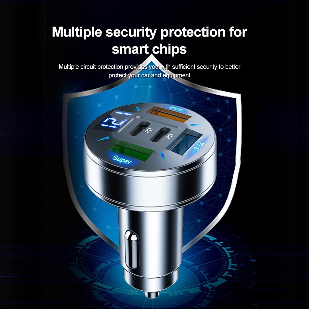 250 Вт 5 портов автомобильное зарядное устройство быстрая зарядка PD QC3.0 USB C автомобильное зарядное устройство для телефона адаптер с напряжением для iPhone Samsung Huawei Xiaomi