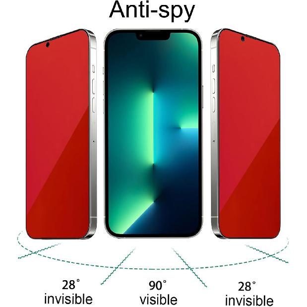 2 Pack Anti-Blue Privacy Tempered Glass for iPhone 13 Pro / 13 / iPhone 14 /iPhone 16e Anti-Spy Screen Protector Film Gradient Colorful 6.1 inch