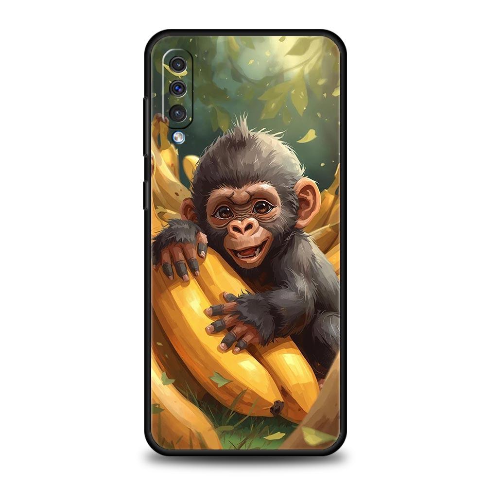 Чехол для телефона Обезьяна и Банан для Samsung Galaxy A56 A36 A26 A16 A34 A24 A42 A22 A20 A12 A40 A30 A10 5G Мягкий ТПУ Чехол-Оболочка Сумки