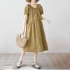 Короткий рукав Плюс размер Хлопок винтаж новые платья для женщин повседневные свободные миди длинное летнее платье