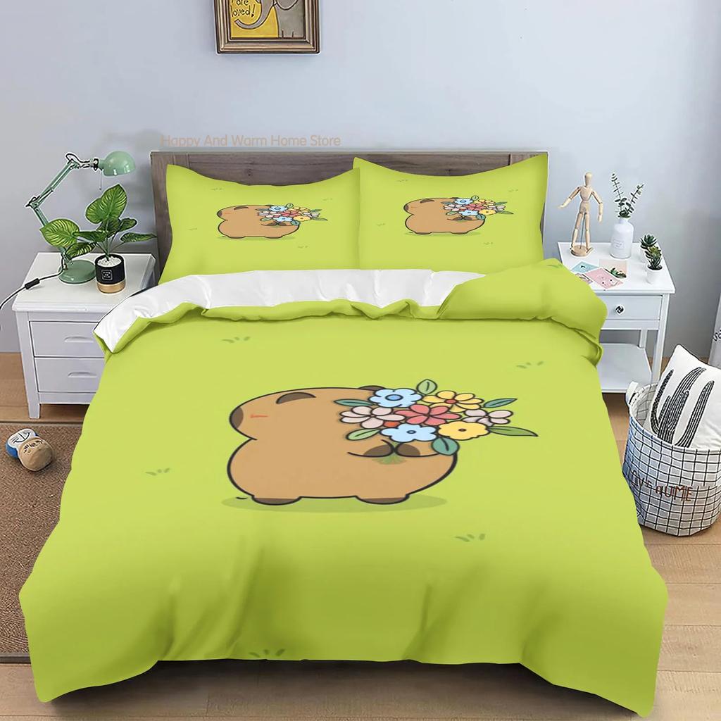 Capybaras Duvet Cover Anime Bedding Pillowcase Printed General Boys And Adult Collection Queen Size Reactive Printing Quilt