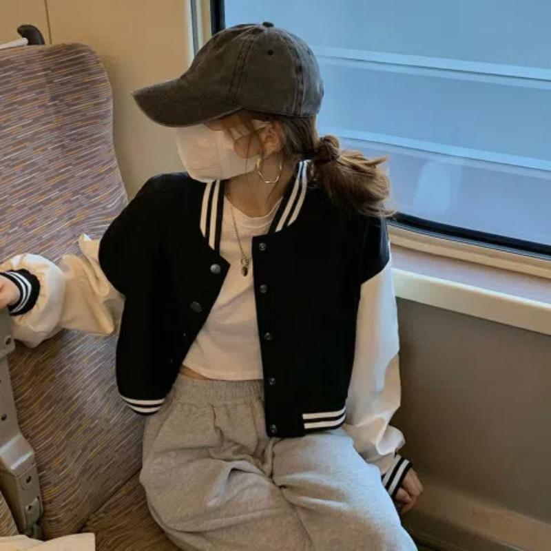 Короткая бейсбольная куртка с длинными рукавами, однобортная куртка для женщин, новый стиль, короткие и высокие, американская уличная одежда