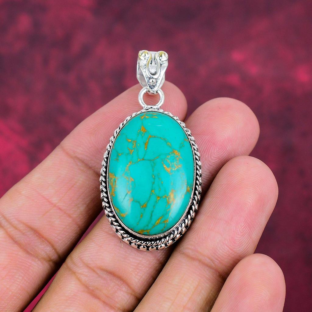 Подвеска с бирюзовым камнем Аризоны, 925 пробы, серебряная подвеска, антикварное украшение ручной работы в подарок маме