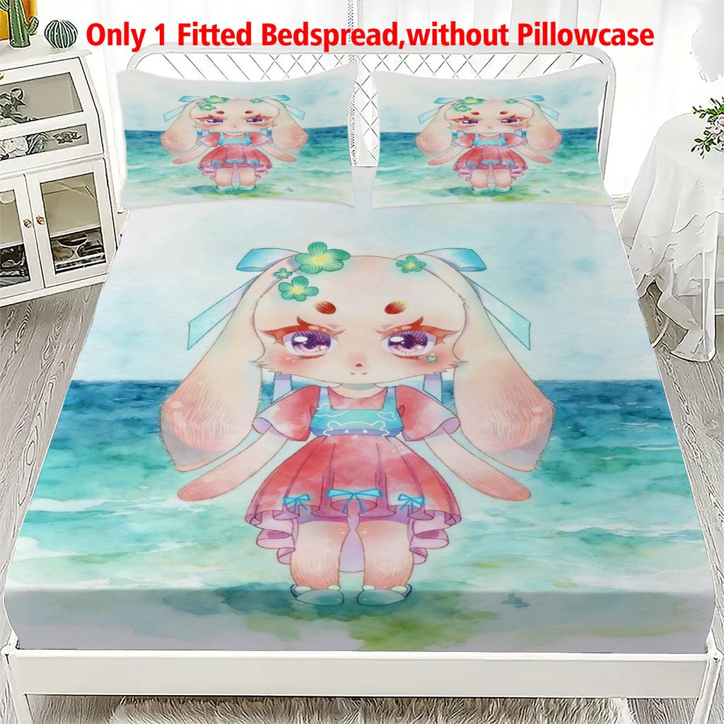 3pcs Fitted Sheet Set Soft Fluff Town Lulu-Sleepy Bunny Breathable Fitted Sheet Set for Home Decor with 2 Pillowcases For Kids