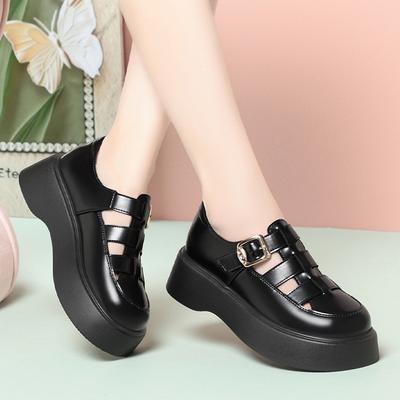 Модные Модные И Повседневные Сандалии Для Женщин Для Летней Носки Для Римских Юбок На Толстой Подошве И Маленьких Кожаных Туфель Женские Одиночные