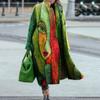 Europe And The United States Fall Women's Long-sleeved Lapel Coat Printed Tweed Long Coat