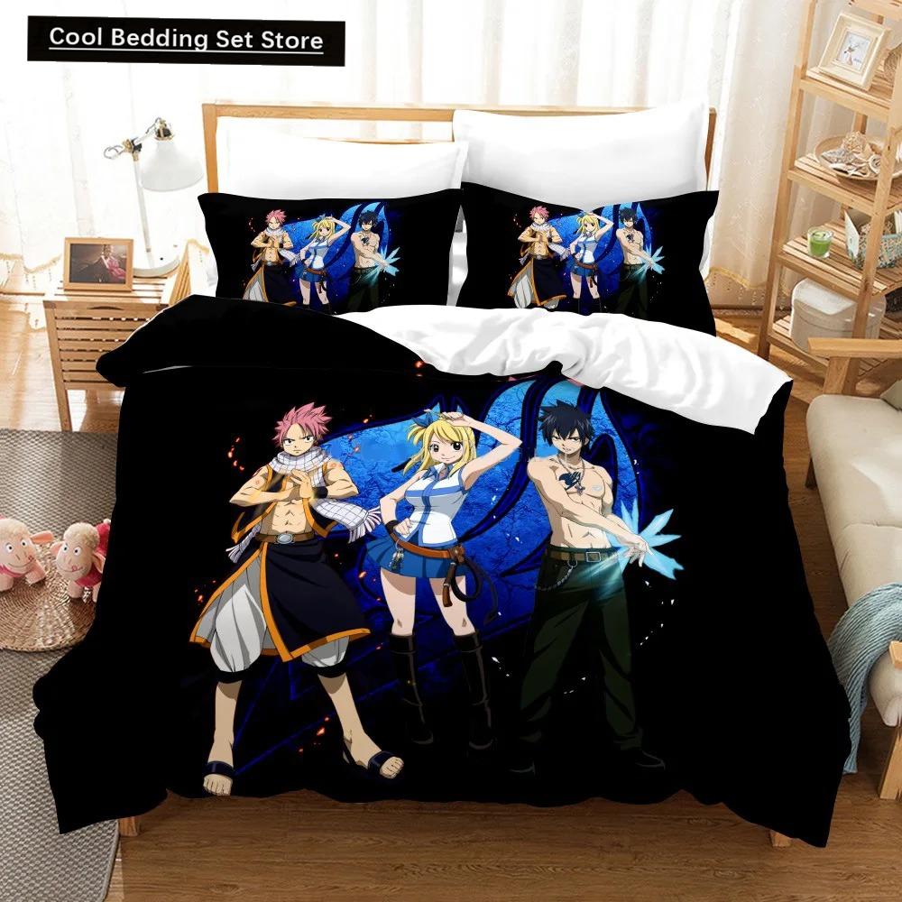 3D Print Anime Fairy Tail Logo Natsu Bedding Set Boys Girls Twin Queen Size Duvet Cover Pillowcase Bed Kids Adult Home Textiles
