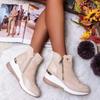 Fashion Women's New Winter Short Boots Fashion Wedge Zipper Warm Shoes Casual Non Slip Plush Ankle Boots Comfortable Low Cut Female Shoe