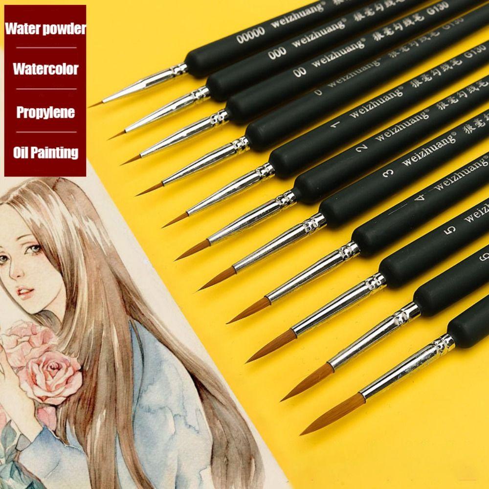 11pcs No Shedding Miniature Paint Brushes Ergonomic Handle Detailing Brush Art Student