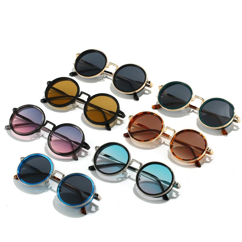 New Round Frame Retro Sunglasses For Men Punk Street Photography Sunglasses Stand For Women High-End Sunglasses M5245