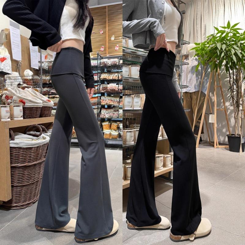Gray Micro-pull Pants Women's Autumn New High-waisted Casual Lazy Loose and Thin Sports Horn Pants