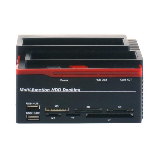 USB2.0 To IDE/SATA Dual-disk Multi-function Hard Disk Dock 2xUSB2.0 Card Reader for WinXP/Vista/7/8/10 Linux MAC OS