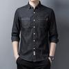 Fashionable Men's Denim Long-sleeved Shirts, Spring and Autumn Handsome Casual Iron-free Shirts, Coats, Work Jackets
