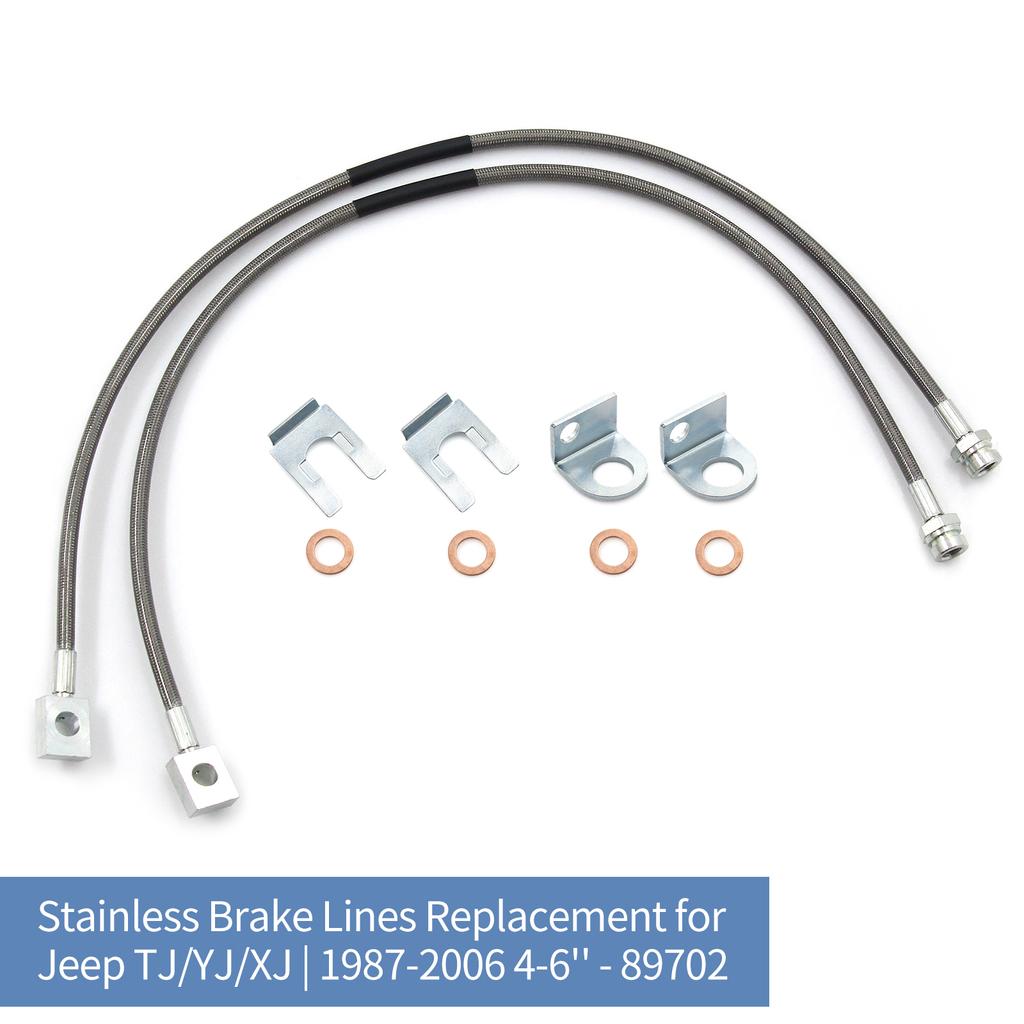 Stainless Brake Lines Replacement for Jeep TJYJXJ | 1987-2006 4-6"" - 89702