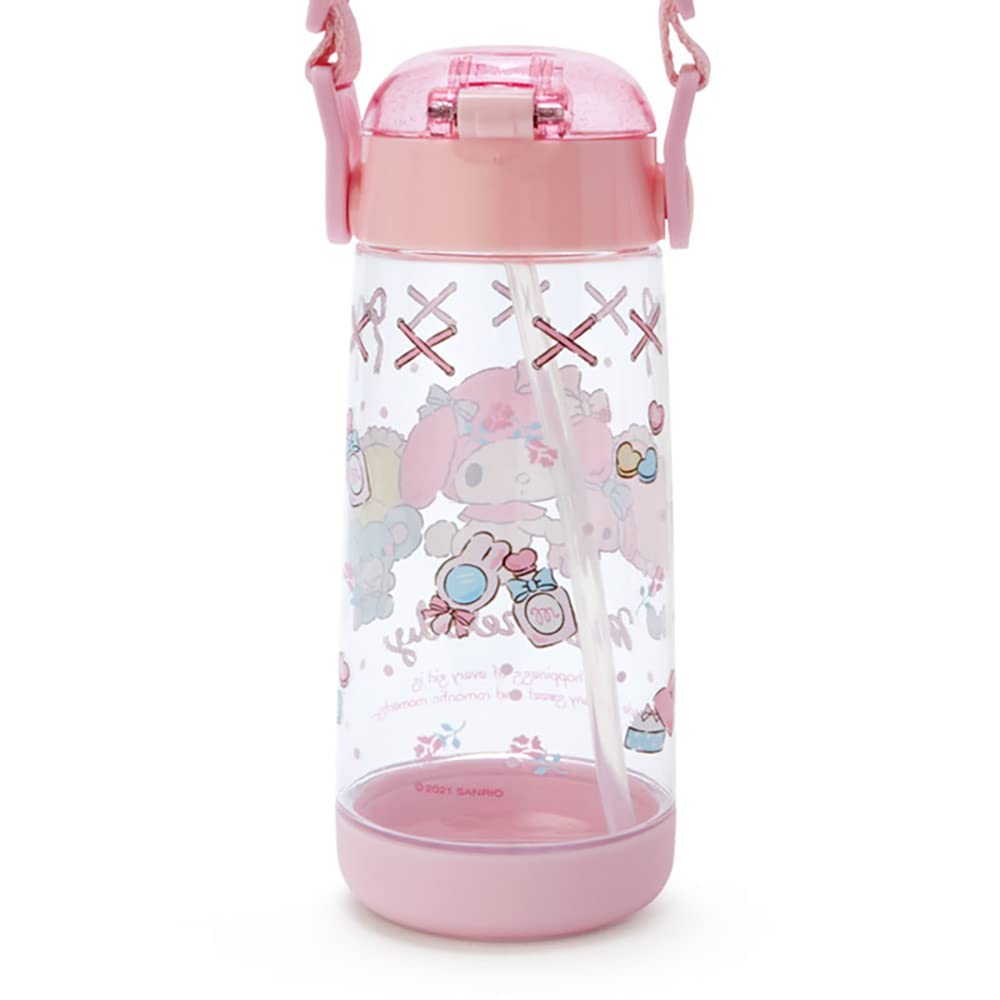 Sanrio Water Straw Direct Plastic My Cold Water Shoulder Strap Name Sticker 181871 Children's Bottle, Bottle, 480ml, Drinking, One-Touch, Lightweight,