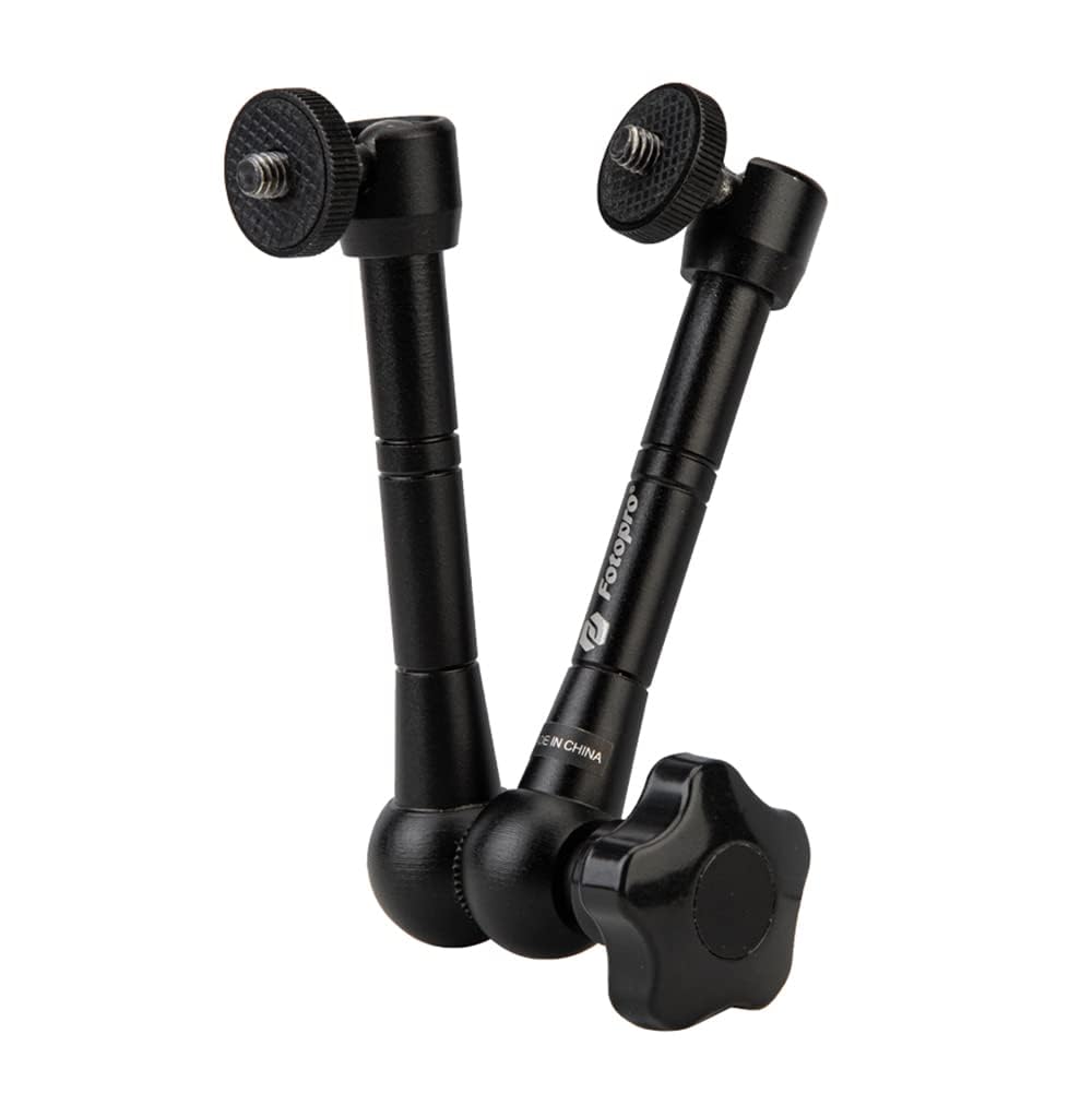 Fotopro 11 Inch Magic Arm with Inch Threaded Screws On Both Ends Adjustable Articulated Magic Arm Super Clamp for LED Monitor and Microphone 1/4
