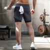 Мужские двухслойные шорты для бега, мужские короткие брюки 2 в 1, спортивные шорты для фитнеса, быстросохнущие пляжные шорты-бермуды со встроенным карманом