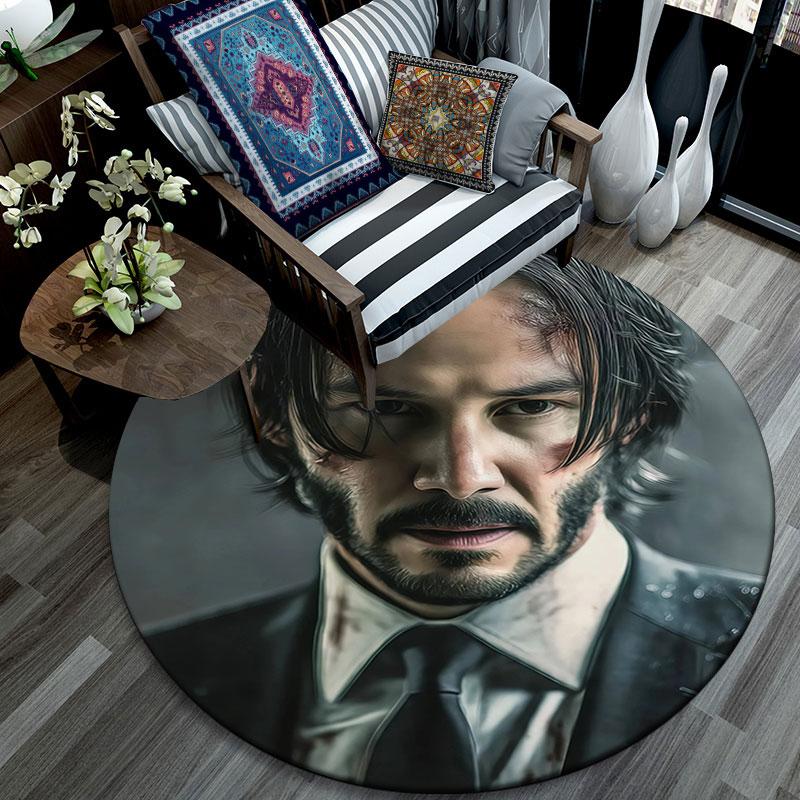 Keanu Reeves pattern round rug,Carpet Rug for Living Room Bedroom Playroom ,Non-slip Floor Mat,Holiday Gifts and Birthday Gifts.