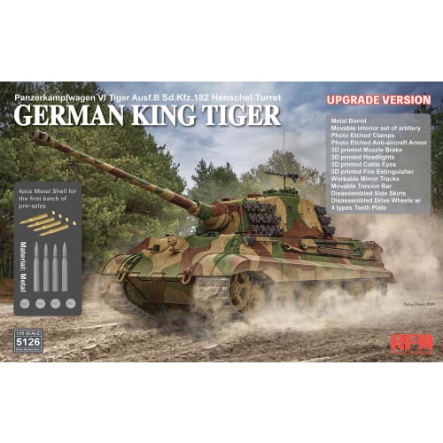 RYEFIELD MODEL 1/35 Sd.Kfz.182 King Tiger Henschel Turret Upgraded Version Plastic Model Kit RFM5126