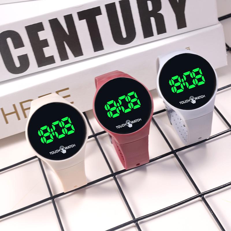 Унисекс Спортивные часы со светодиодным сенсорным экраном в корейском стиле – Модные, Простые, Дизайн с зеленой подсветкой