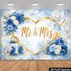 2D Сине-золотой Mr & Mrs Фотофон Свадебное Сердце Баннер для Фотобудки