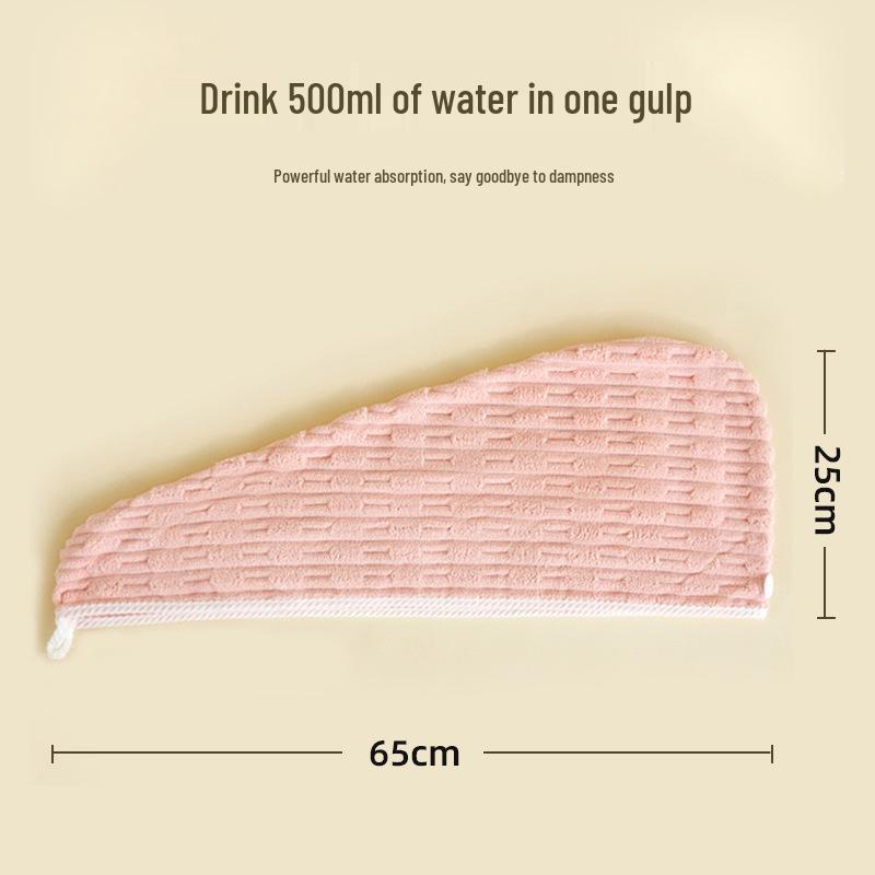 Cute Coral Fleece Double Layer Hair Drying Cap - Absorbent & Quick-Drying Head Wrap for Women