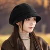 Autumn and Winter Hat Women's Retro Versatile Duck Tongue Beret Big Head Circumference Small Bucket Hat