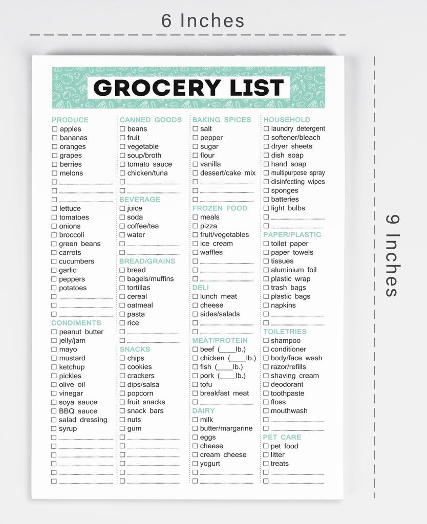 Inkdotpot Магнитный блокнот для списка покупок, пустой список покупок, портативный размер 6 x 9 дюймов - 54 страницы, еженедельные покупки продуктов