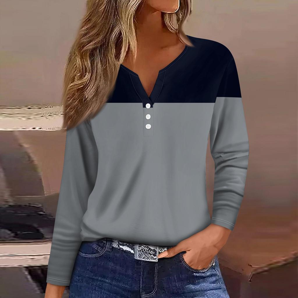 Жен. Футболка Футболка Пуговицы Цветочный принт Длинный рукав Повседневные Выходные Мода Классический Классический V-образный вырез Обычный Топ
