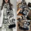 Zebra Pattern Scarf Female Winter Versatile Student New Fashion Scarf Thickened Warm Autumn and Winter Shawl