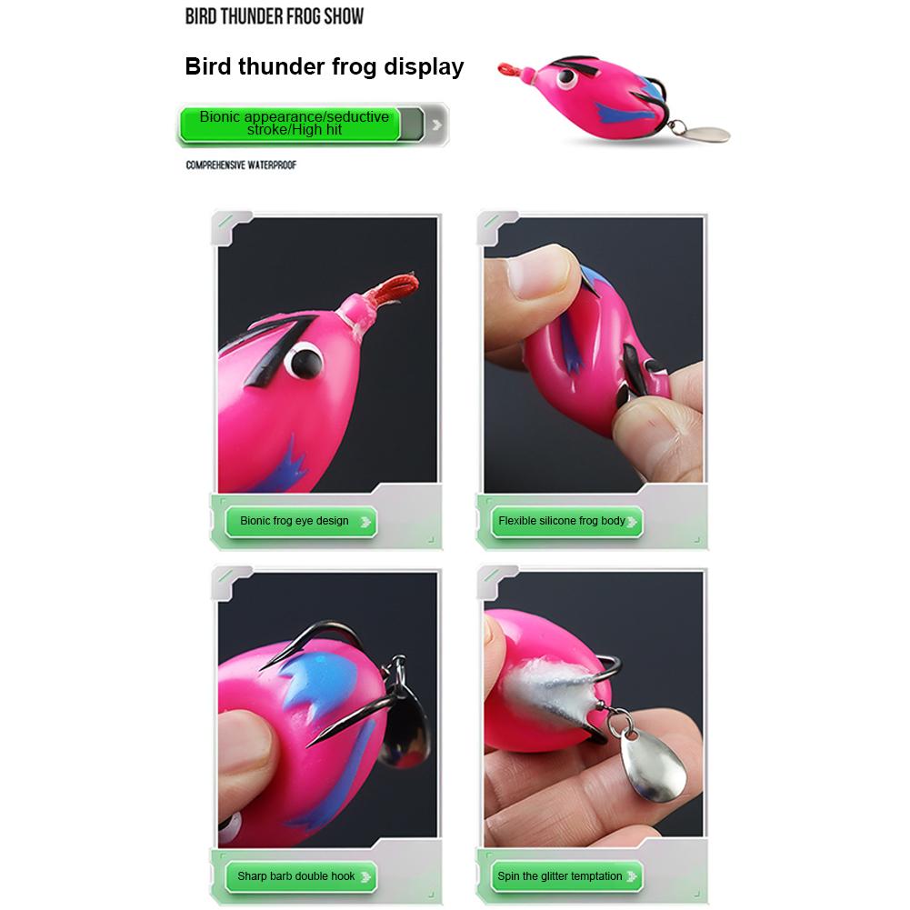 4Pcs Frog Fishing Lures Floating Frog Lures Kit with Spinner Blade Soft Oft Swimbaits Top Water Frog Lures for Salmon Catfish