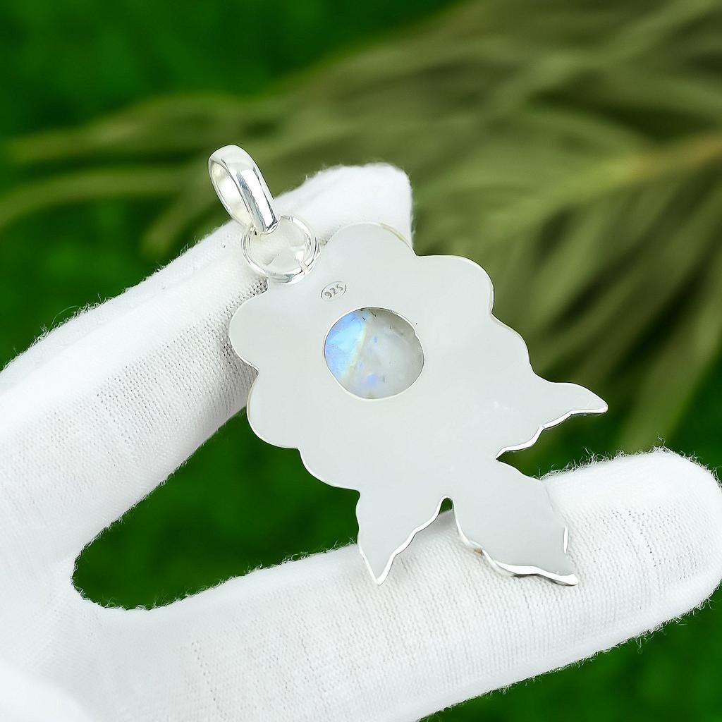 Sisters Day Deal Rainbow Moonstone Gemstone 925 Sterling Silver Bezel Pendant