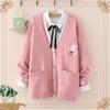 Autumn Korean Mori Girl Sweet Lolita Cute Bunny Embroidery Knitted Sweater Japanese Women Long Sleeve Cardigan Coat Knitwear
