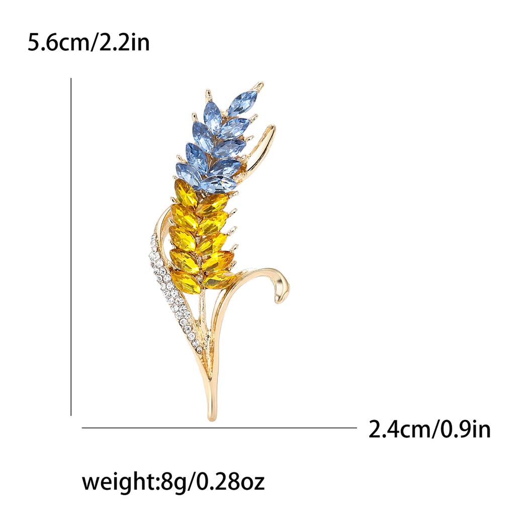 Trendy Rhinestone Wheat Ear Brooches for Women Ukrainian Wheats Pins Enamel Plant Badges Office Party Friend Gifts Accessories