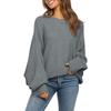 Women's Round Neck Solid Color Loose Knitted Long-sleeved Top