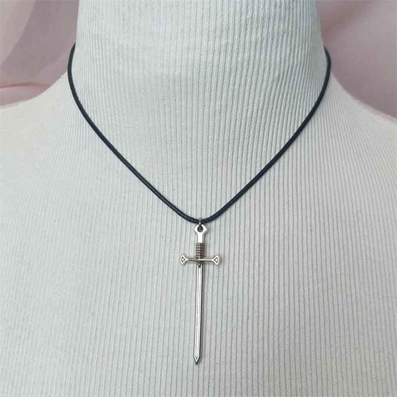 Винтажная подвеска-ожерелье в виде меча, панк-стиль, крест, цинковый сплав, унисекс-украшение