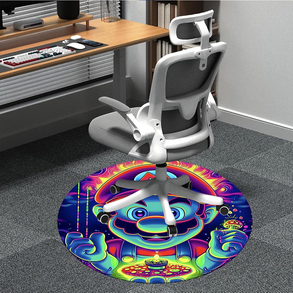 1pc Psychedelic Mario Office Round Area Rug, Under Office Chairs Bedroom Living Room Home Decor a1022289
