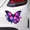 2pc Vibrant Purple Butterfly and Floral Decal, 5.12''x4.13'' Vinyl Self-Adhesive Sticker for Car, Truck, Motorcycle, Laptop - Animal Themed Design,